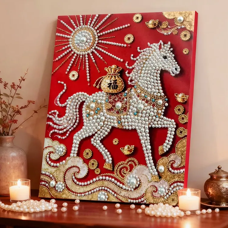 马上有钱DIY珍珠钻石画手工创意高级感礼物全套材料客厅装饰挂画