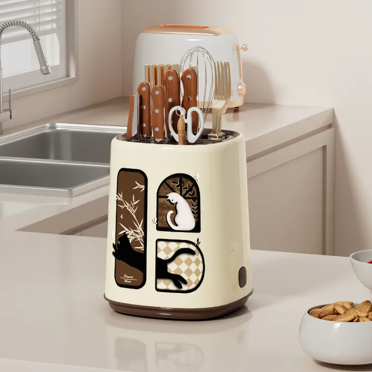 中古风刀架置物架多功能筷子筒厨房台面菜刀架筷笼一体收纳盒家用