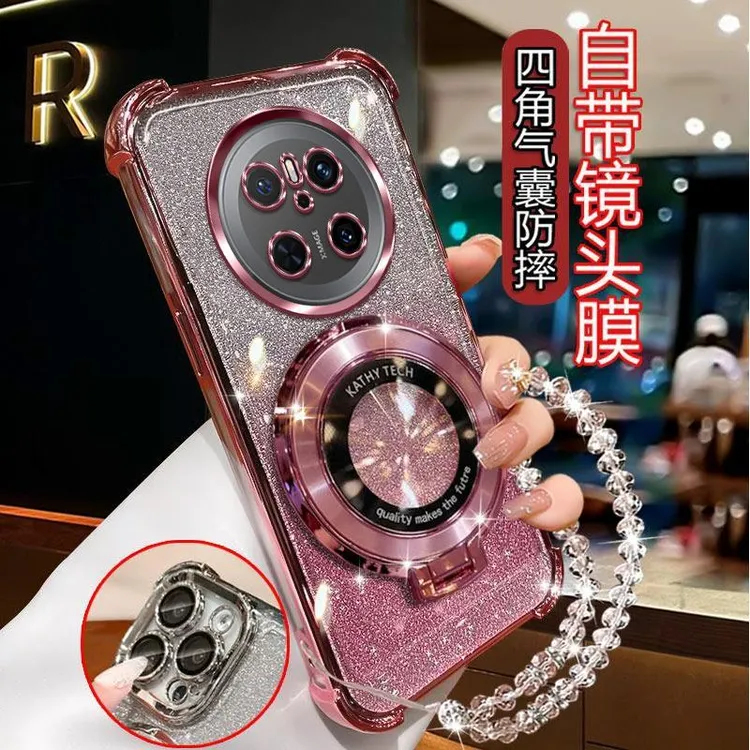 气囊防摔华为Mate70手机壳高质量镜头全包闪粉CD支架轻奢女款硅胶