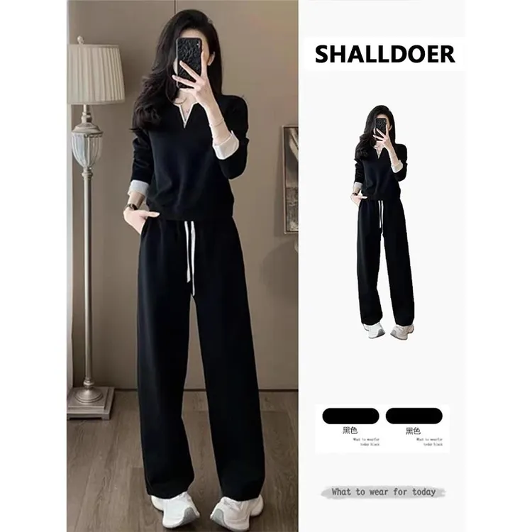 2025年春秋季新款休闲时尚套装上衣裤子女时尚百搭小众设计感显瘦