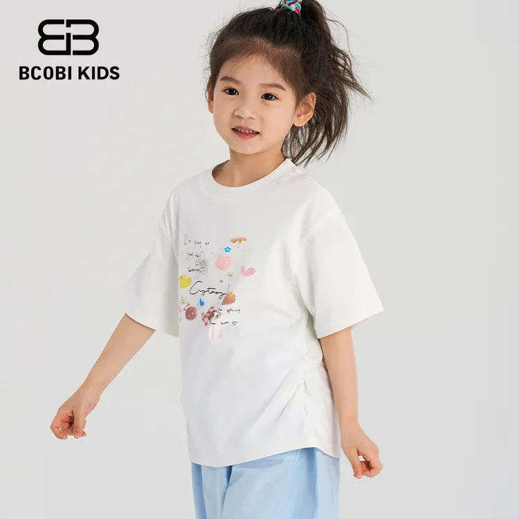 BCOBI/不可比喻夏季女童短袖中性风T恤舒适童装幼童夏装小童圆领