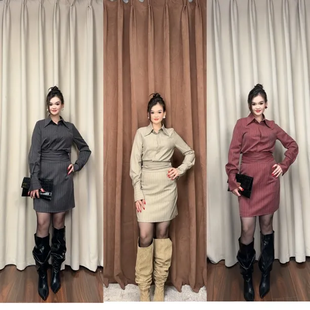 【Az美衣】尚套装2025冬季款翻领衬衫高腰半身裙