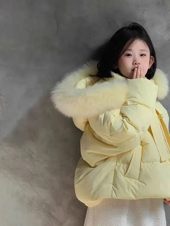 女童棉衣2025新款网红儿童洋气休闲棉服小女孩洋气大毛领棉袄外套