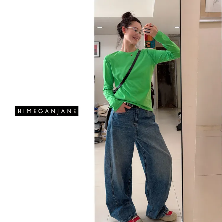 HIMEGANJANE “彩色日记” 极简全棉后中缝纯色长袖 51606