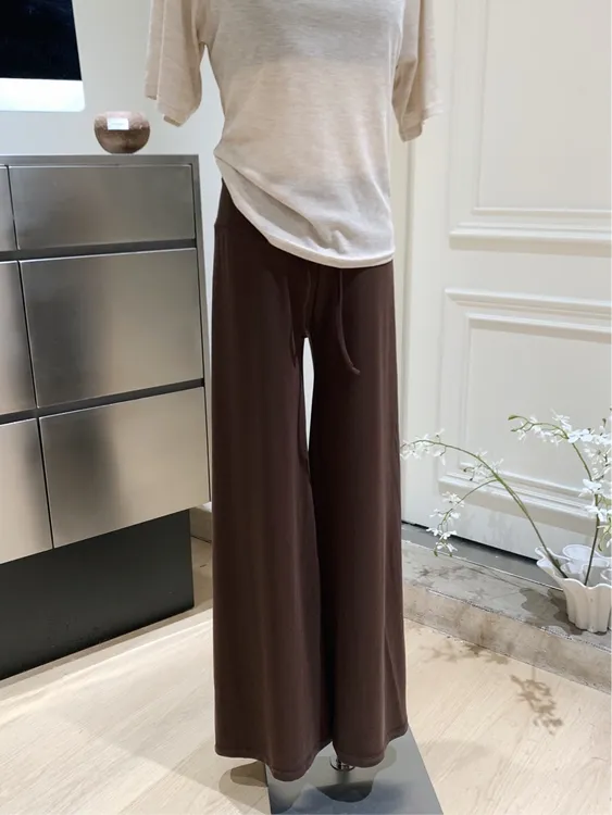 【2325】仲大钱家冰丝阔腿裤垂感宽松夏季显瘦百搭直筒针织长裤