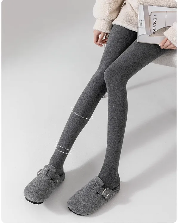 400克打底袜女冬季加绒加厚灰色棉质连脚打底袜子