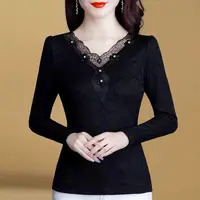GF#216 时尚加绒内搭打底衫女秋冬长袖修身上衣高档洋气小衫