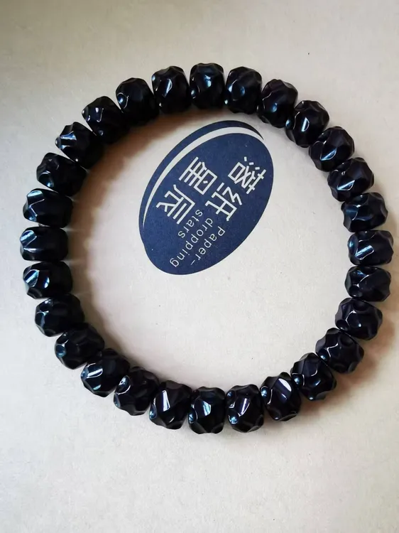 黑金椰蒂手工雕刻深坑无相单圈手串