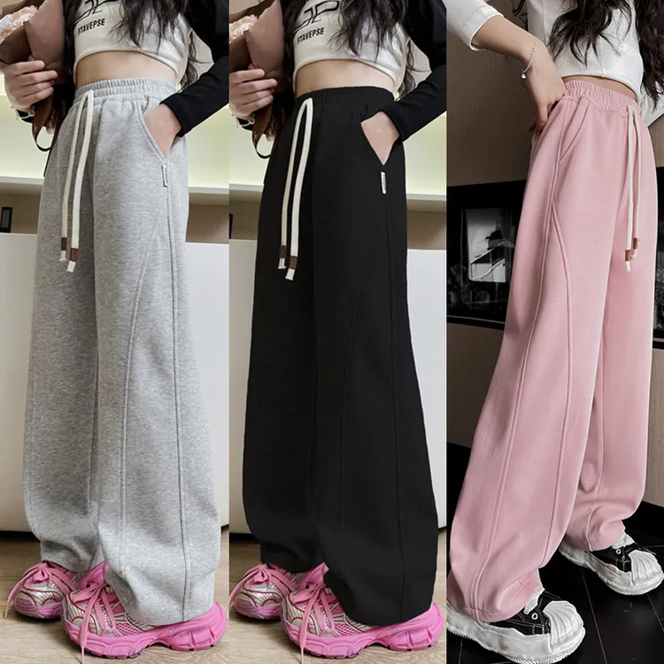 女童春秋裤子2025新款儿童直筒运动裤女孩香蕉裤女大童秋装阔腿裤