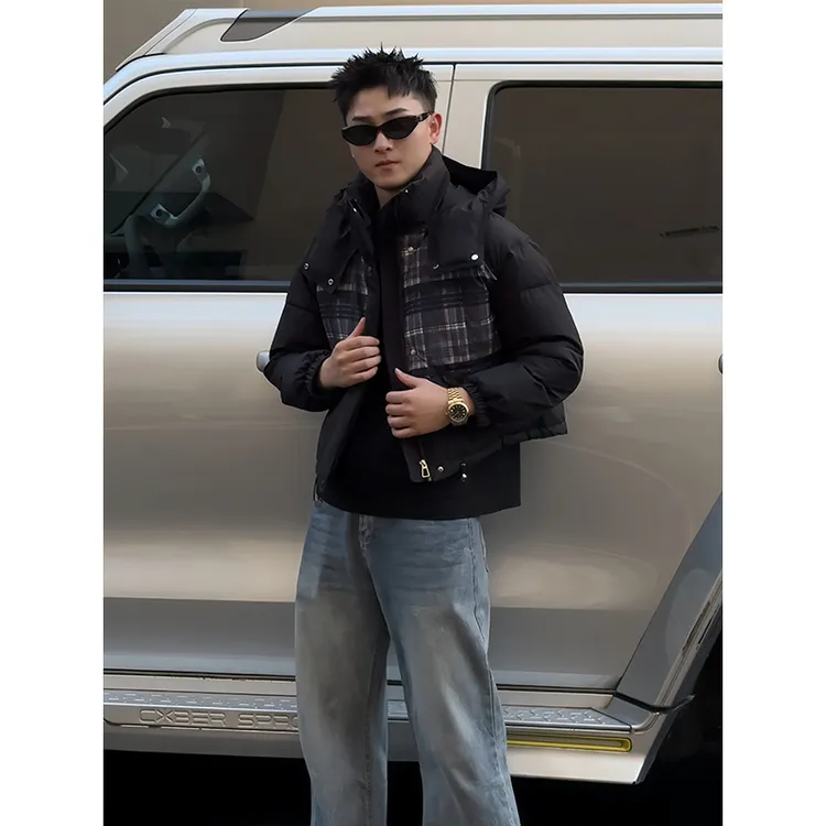 潮牌男士棉服外套2025新款百搭休闲时尚棉衣连帽设计保暖痞帅男装