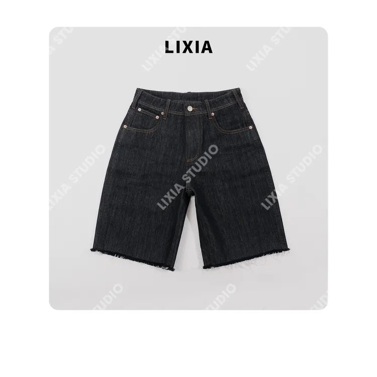 LIXIA【丹宁】休闲感欧美风丹宁深色水洗百搭直筒裤-D8718