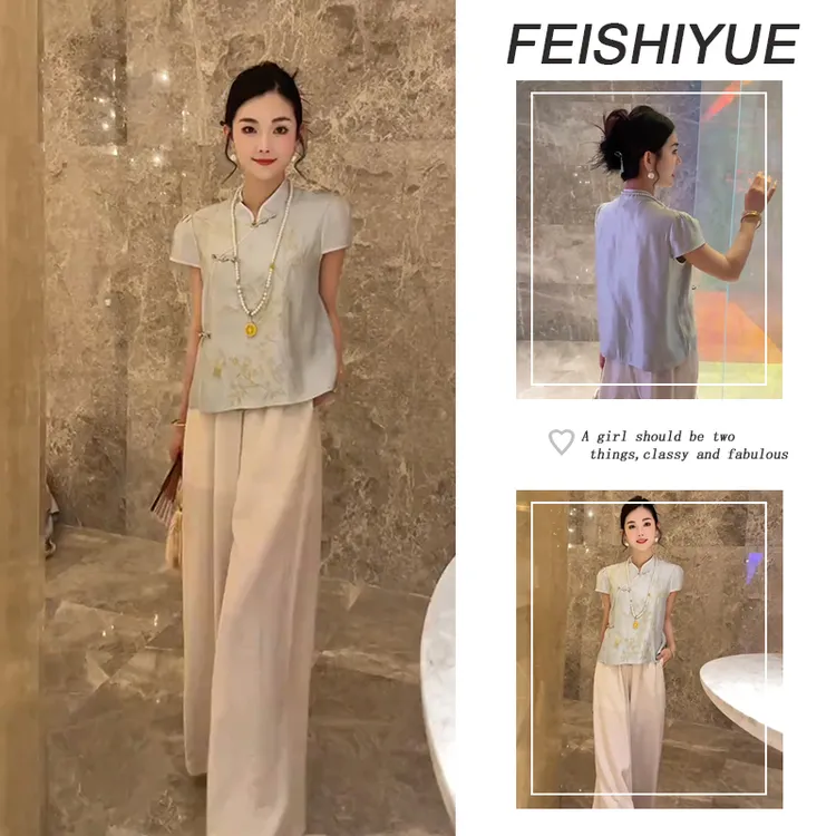 夏季穿搭一整套女2025新款时尚减龄短袖上衣显瘦百搭休闲裤两件套