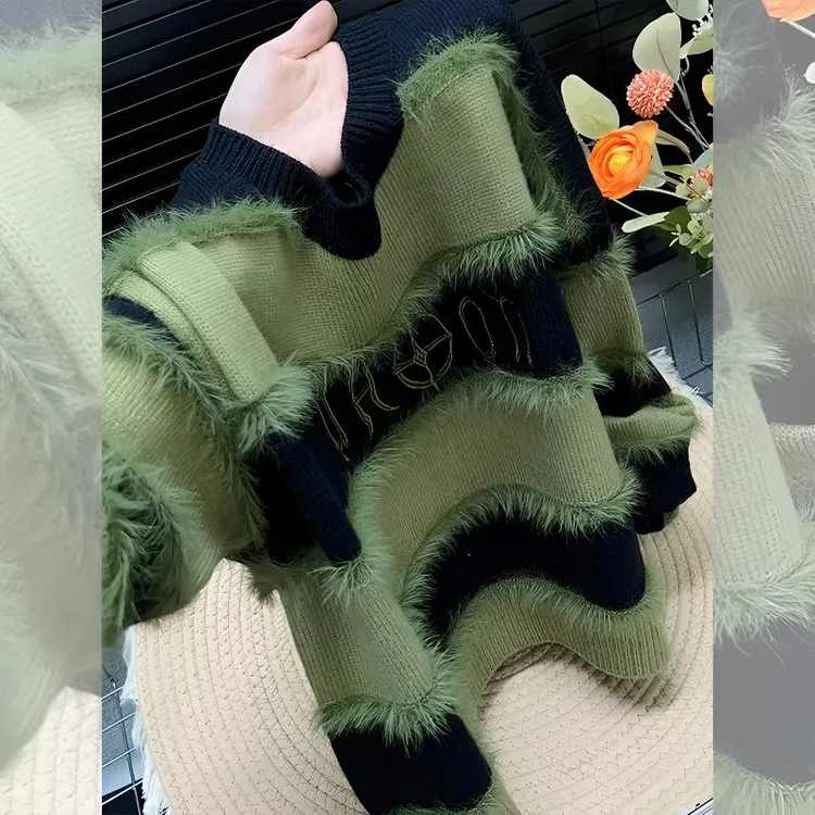流苏条纹短款毛衣女早秋季2025新款爆款宽松慵懒风软糯针织衫上衣