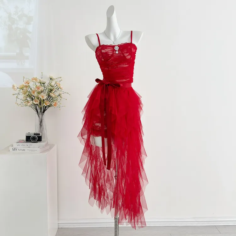 【现货】Catyears 挚爱幻想~长款圣诞主题套裙 复古蕾丝包臀裙+拖尾