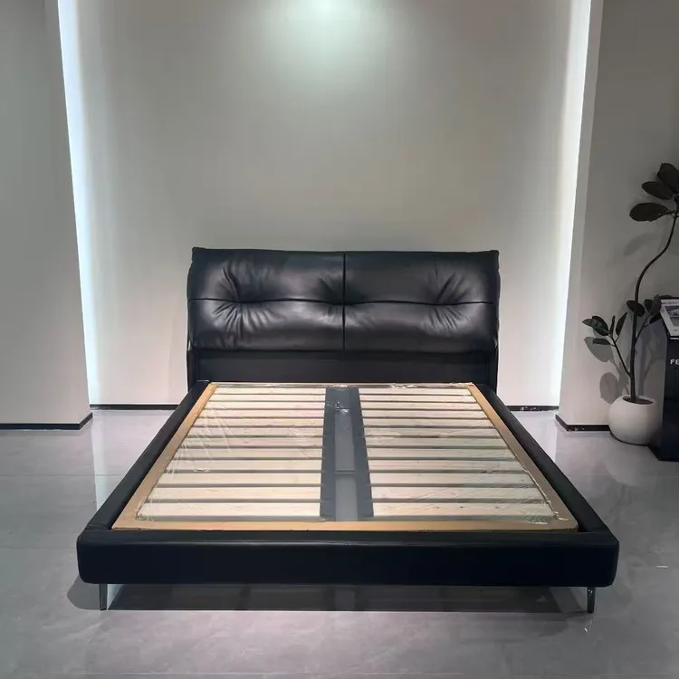 意卡森2025压花裂纹意式极简皮艺床结婚床轻奢简约