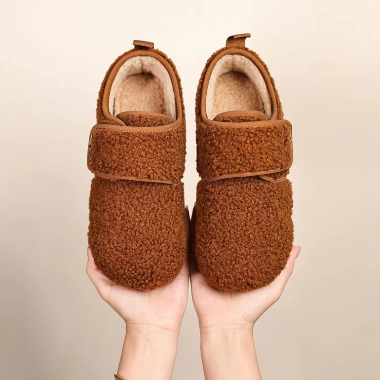 祥福云【纽扣毛毛虫】冬季新款摇粒绒加绒舒适百搭防滑豆豆毛毛鞋