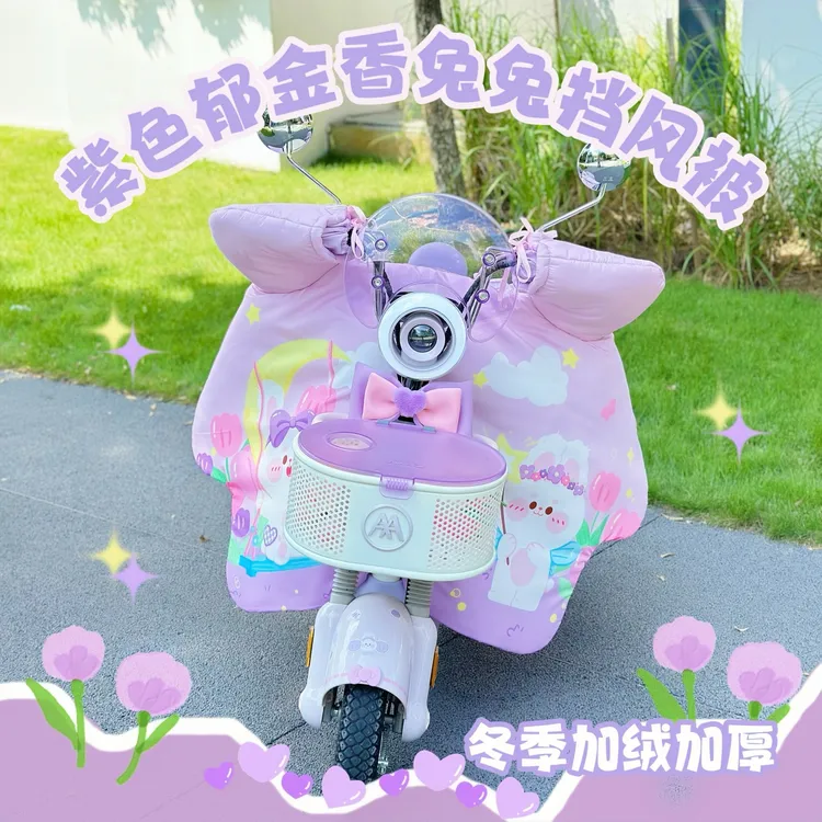 适用爱玛元宇宙play电动车秋冬亲子挡风被加绒加厚防水卡通防风罩