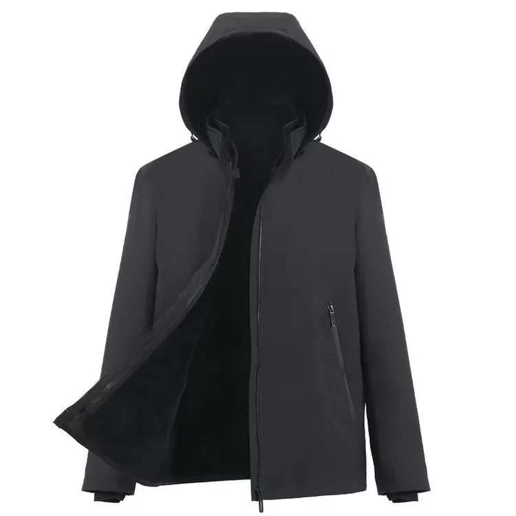 皮毛一体男连帽外套真皮毛内胆上衣加厚羊羔毛棉衣防寒整皮羊皮袄