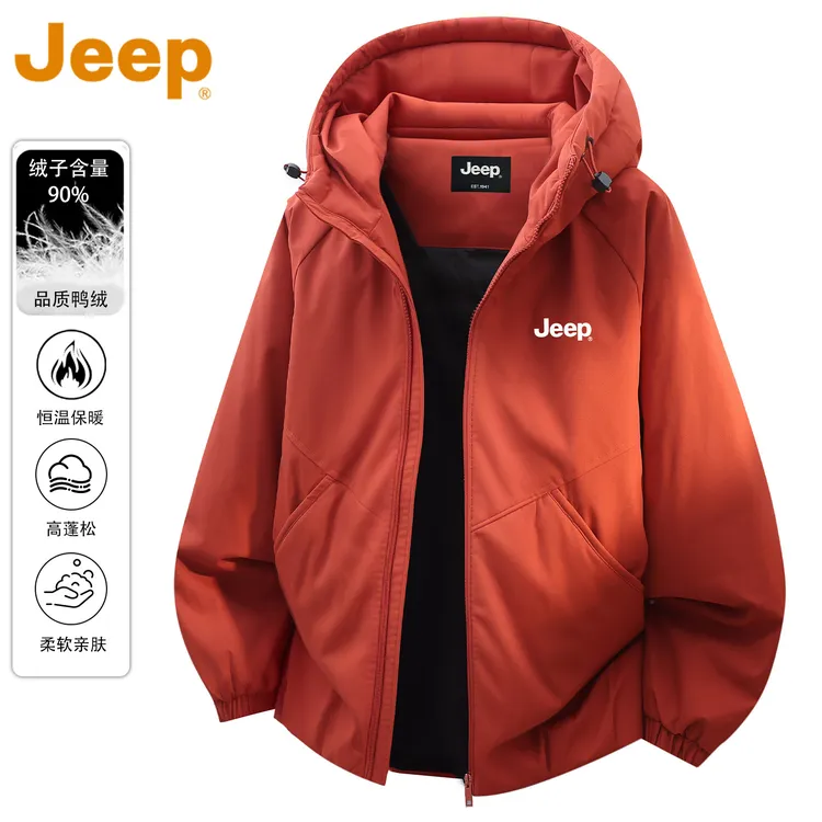 JEEP吉普本命年红色男士羽绒服爆款2025新款宽松保暖情侣防寒外套
