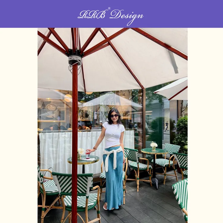 RRB Design「浪漫加州」修身显瘦百搭松紧腰拼色圆点半身裙气质长裙