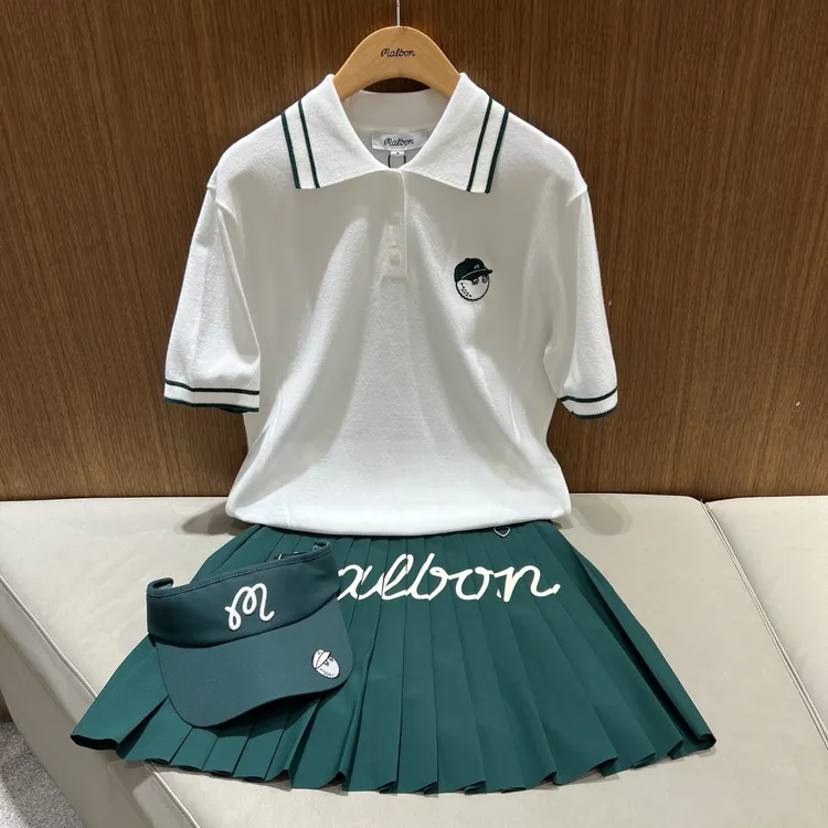 女士高尔夫T恤MAL针织短袖高尔夫/亲肤舒适透气/高端白色夏季百搭