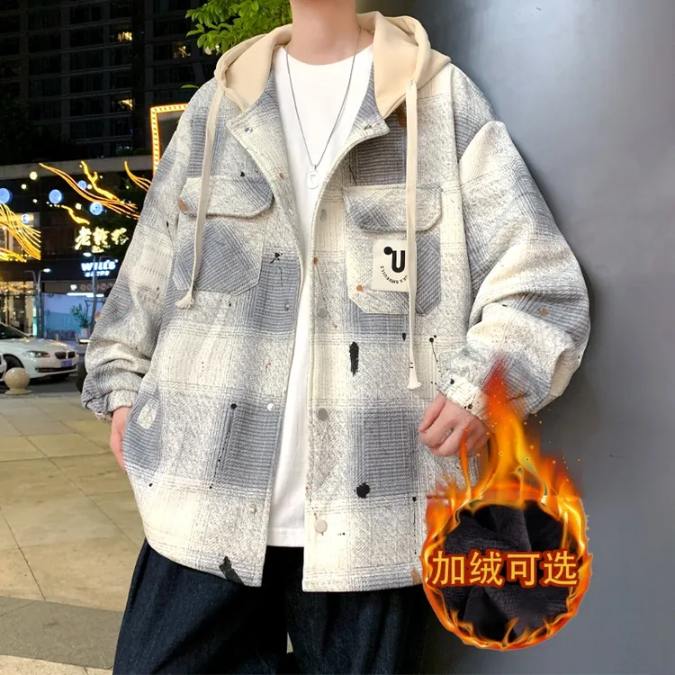 港风潮流连帽夹克春秋季休闲加肥加大码男装宽松百搭潮牌帅气外套