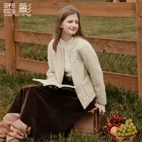 F85W009短外套 香影小香风毛绒外套女冬季新款风米黄色