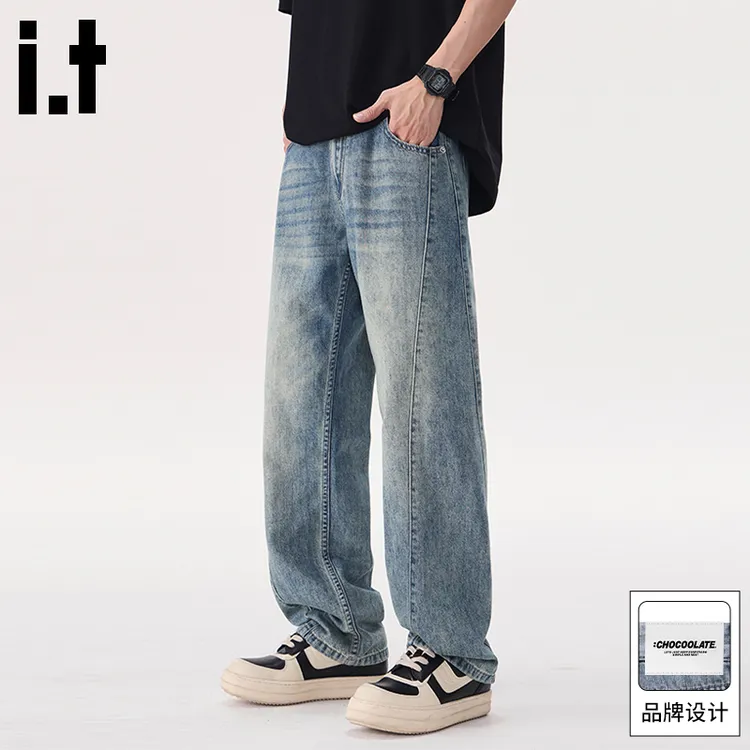 it :CHOCOOLATE美式复古牛仔裤男2025秋季薄款立体宽松直筒长裤子