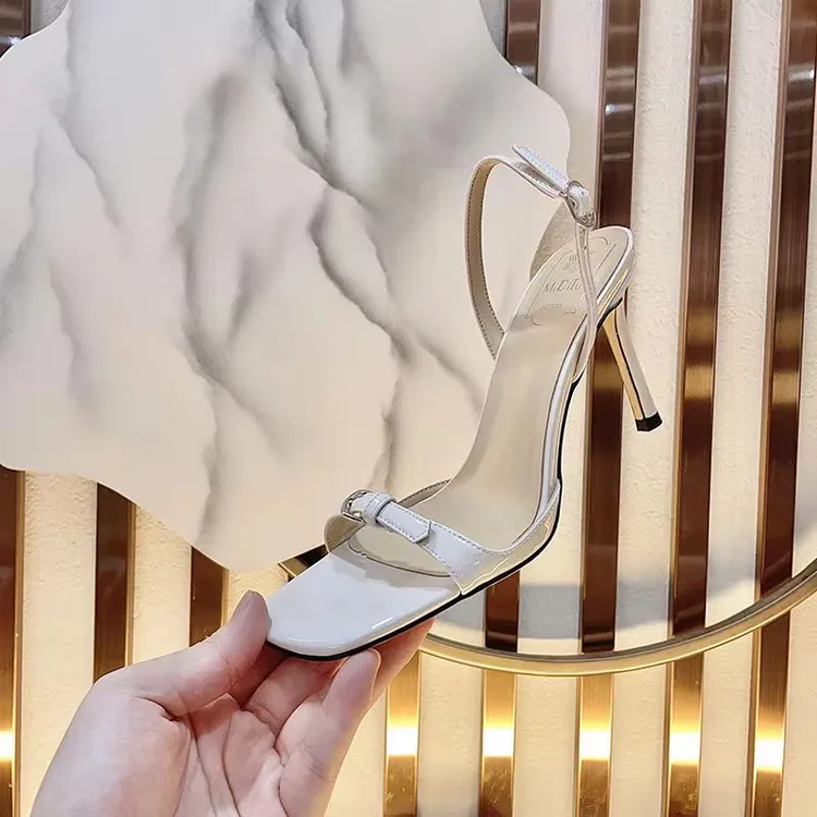 网红细跟方头气质细跟高跟鞋复古港风法式仙女风夏季薄款时尚