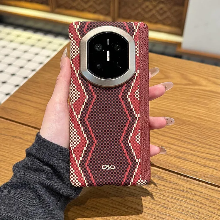 适用于华为matex7/x6/x5蛇年限定赤蛇权杖编织纹双中轴磁吸手机壳