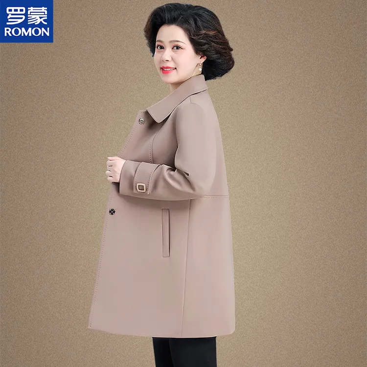 罗蒙品牌中老年女士春秋款风衣外套2025年新款时尚休闲妈妈装上衣