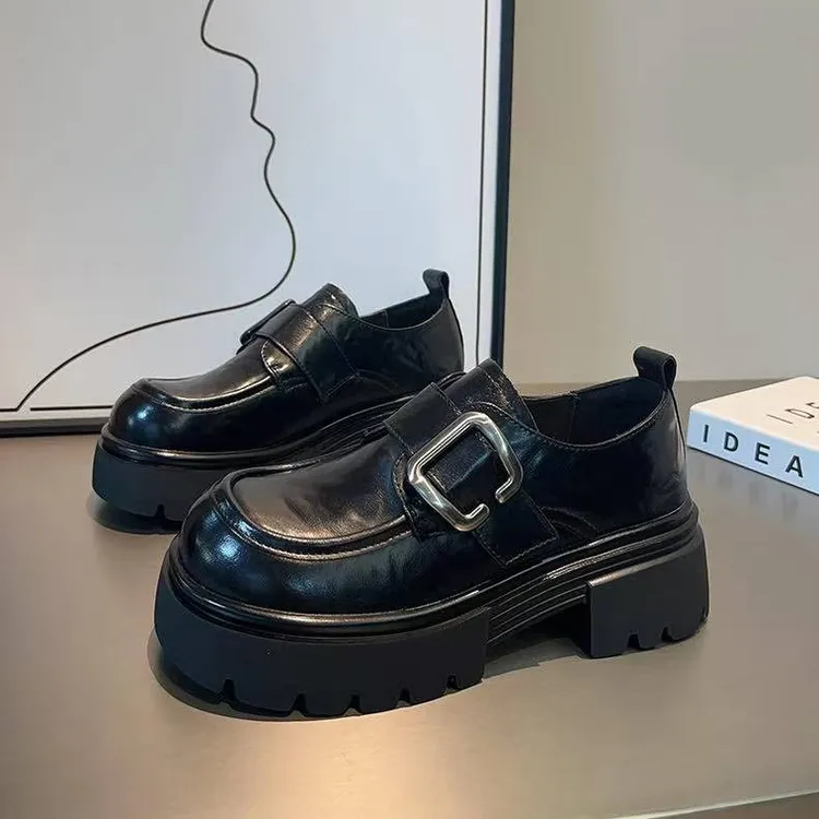 英伦风小皮鞋女2025新款秋夏季百搭配裙子厚底增高乐福鞋子日系jk
