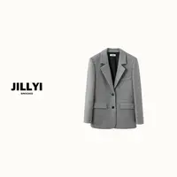 JILLYI【清雅浅灰】灰色西装领经典纯色西装简约时尚百搭