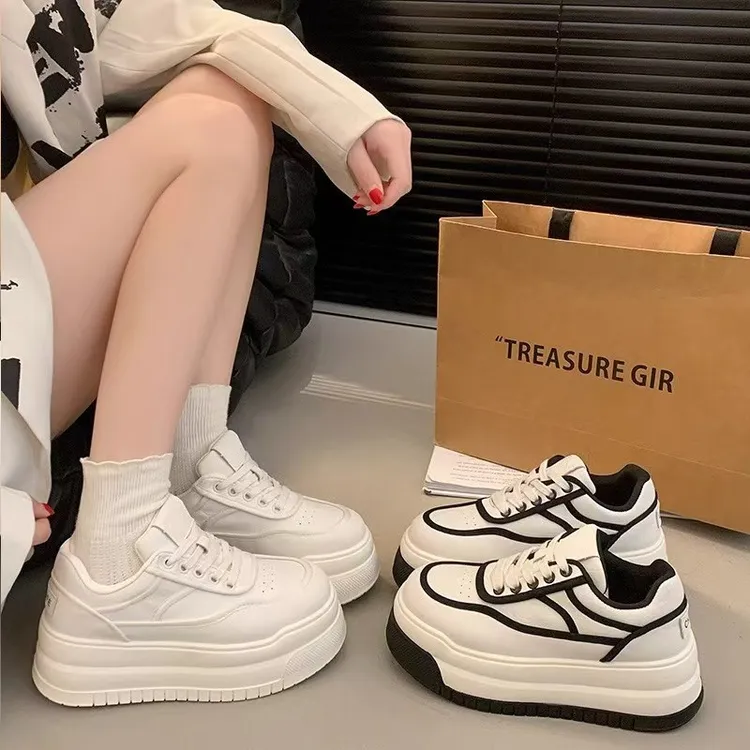 ➕增高6cm小香厚底小白鞋女鞋2025新款爆款百搭休闲运动板鞋女
