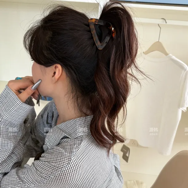 三角几何～三角形几何豹纹抓夹女中号高级感半扎发夹子头饰鲨鱼夹