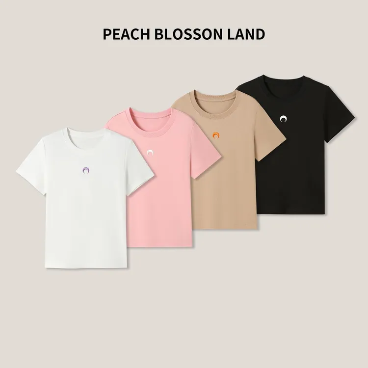 特 舒柔全棉~新疆长绒棉+三本针！月亮刺绣短袖T恤H2570 女装 V230