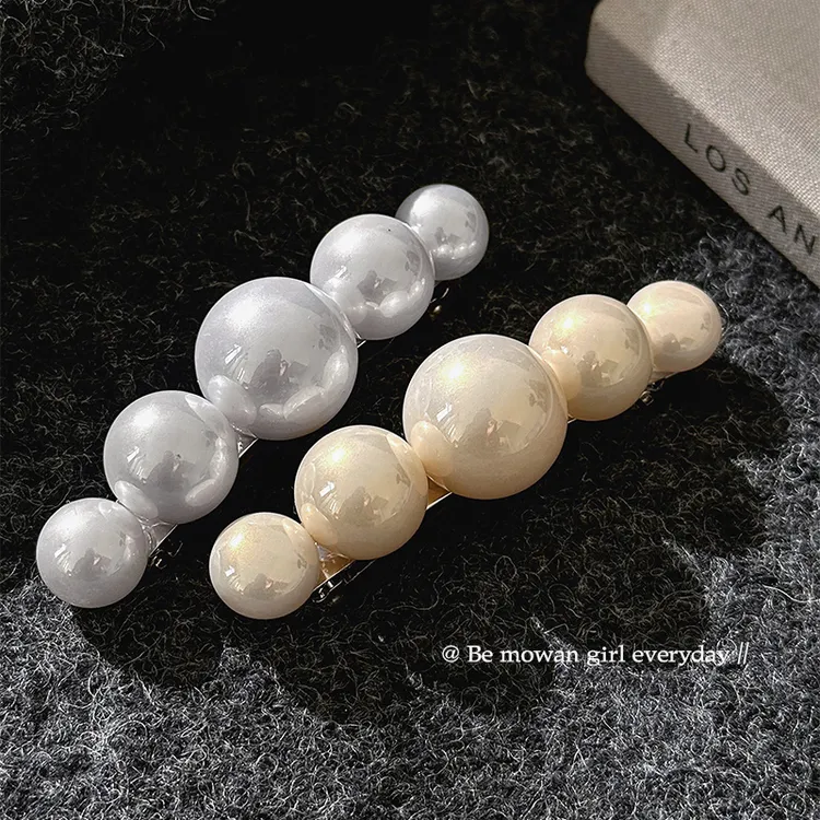 法式千金大珍珠发夹女后脑勺2025新款半扎发弹簧夹高级感夹子发饰