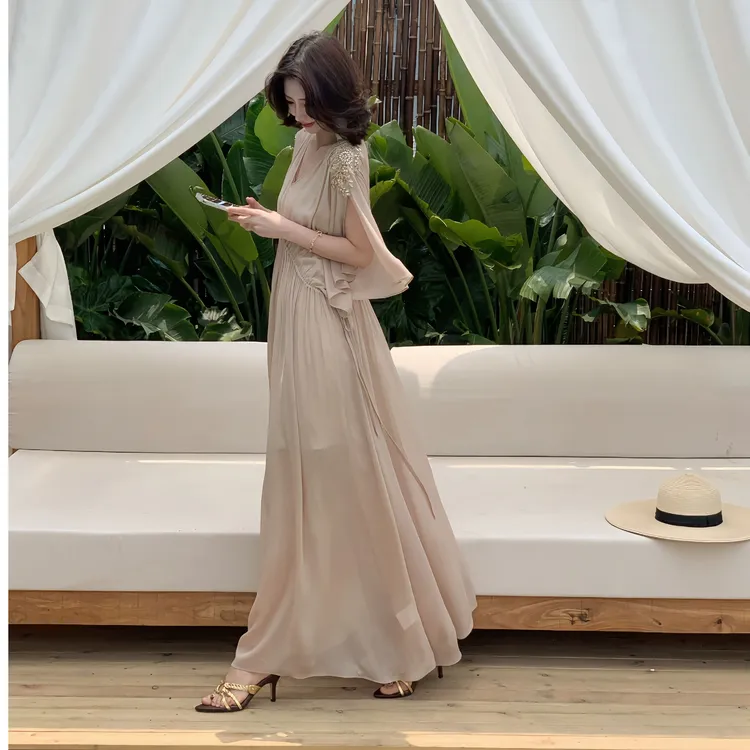 【大晶定制】“千金归来”新款网纱吊带真两件重工优雅连衣裙-DJ10209