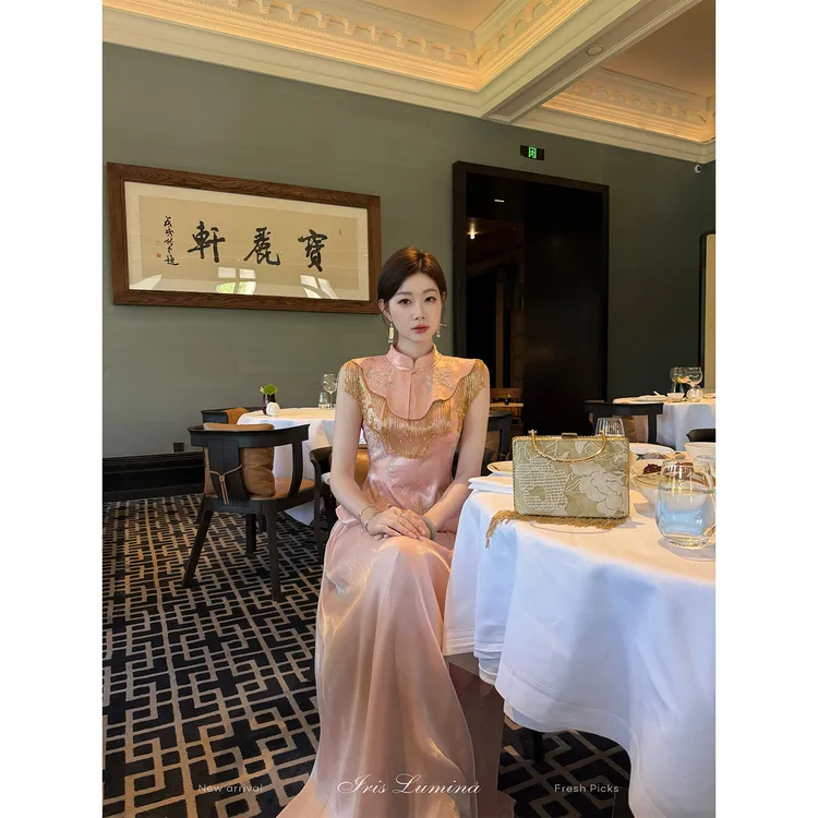 Iris Lumina书杳【思美人】矜贵提花麻料珠绣新中式千金套装B702908