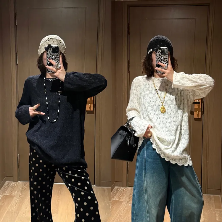 YDFSTUDIO小众【心动赴约】欧货高品重工钉珠拼接设计时尚百搭上衣