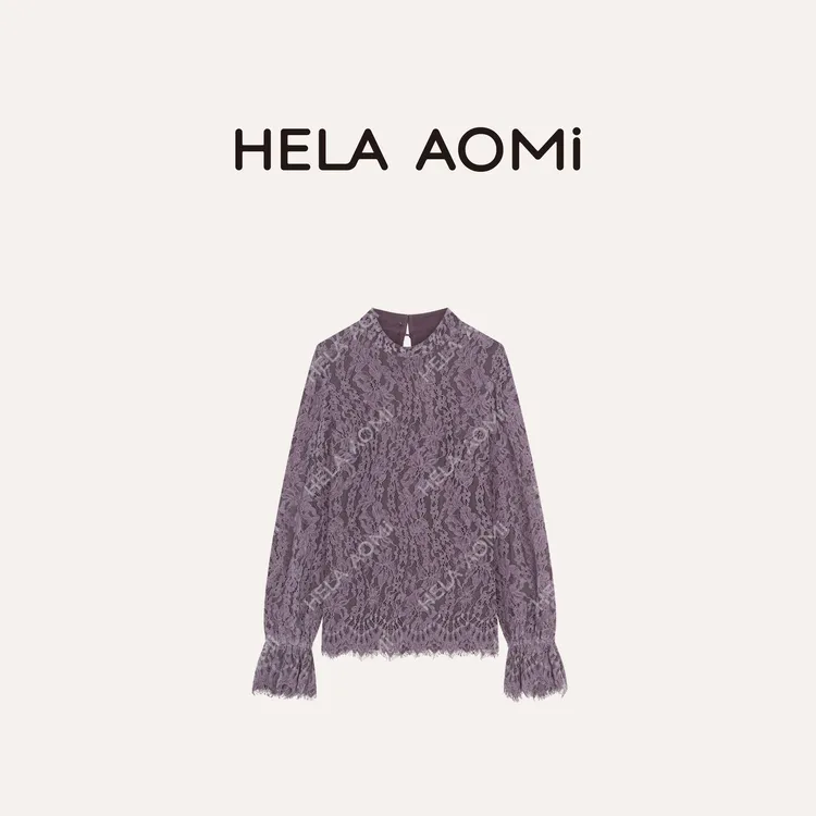 HELA AOMI “法式浪漫”蕾丝镂空感波浪花边半高领衬衫CY5CN11128
