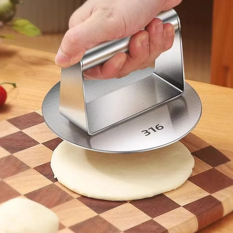 316不锈钢圆型压饼器手抓烧饼家用手压商用铁板鱿鱼压板压面新款