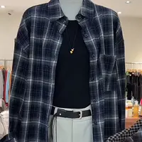 韩外5531百搭格子衬衫长袖开衫