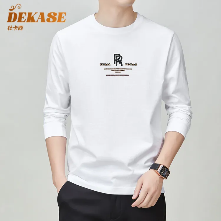 Dekase 纯棉圆领卫衣男士2025秋季新款韩版百搭全棉T恤打底衫男