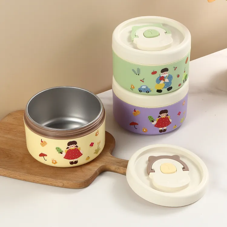 可爱卡通餐盒304不锈钢上班族学生打饭盒便当盒