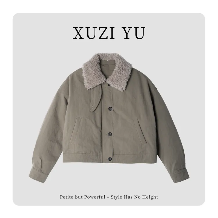 XUZI YU.小个子定制2025冬新款工装风羊毛毛领鹅绒服女7771-WK233
