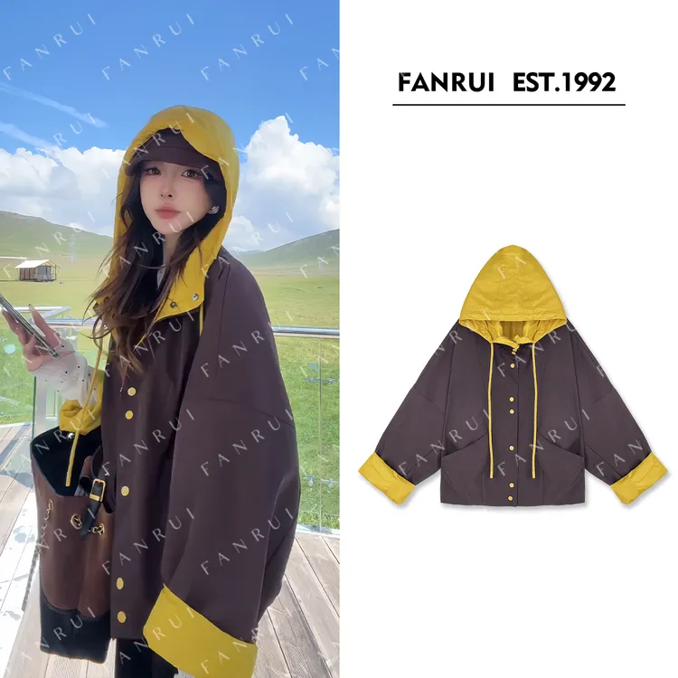 FANRUI/泛芮「贝贝biuu」双色拼接时髦小众设计感风衣外套女B17926