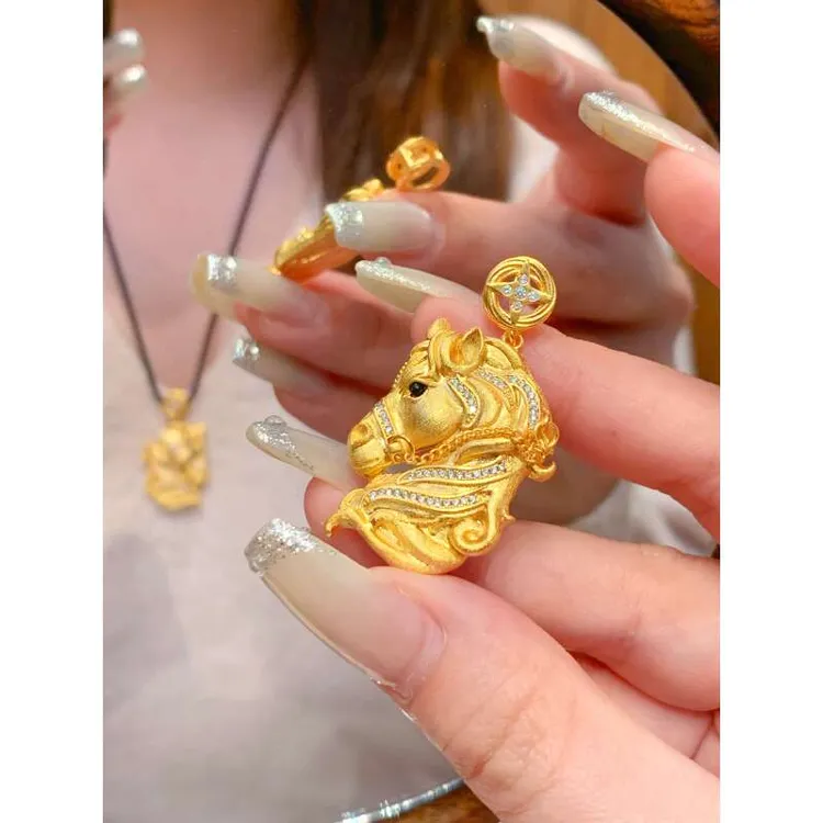 铜合金吊坠 新中式国潮风丨实心马牌丨马到成功赤骥马吊坠项链