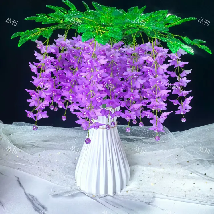 新品DIY【2瓶送剪刀】手工紫藤花材料包花束（送防摔麻绳花瓶）