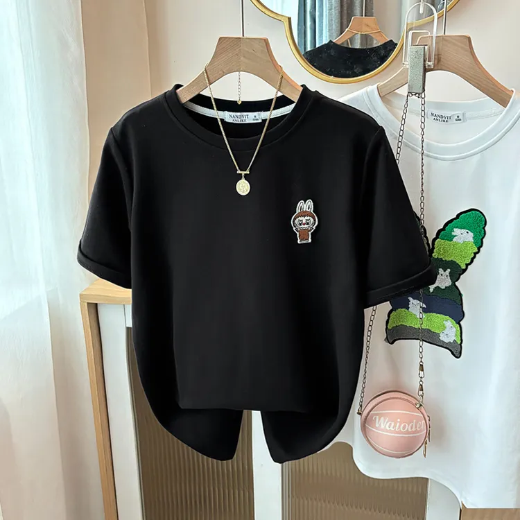 正肩磨毛加厚短袖t恤女打底衫时尚百搭减龄加厚款上衣春夏秋冬季